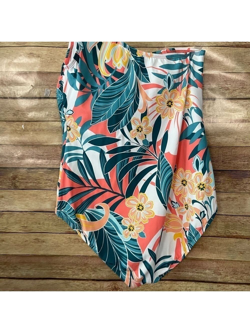 Jantzen Women’s Rainforest One Shoulder One Piece Floral Swimsuit Size: 16 - Picture 8 of 12